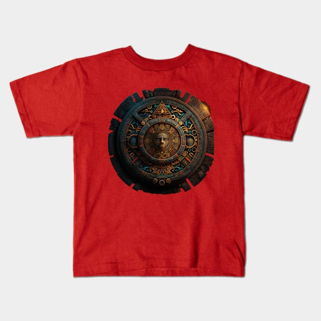 Aztec or Mayan Calendar Maya Men Women Kids Kids T-Shirt by Kertz TheLegend